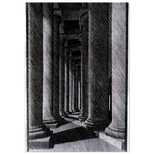 NOCTURNAL ROME COLONADE OF ST PETER S - MC Escher Brushed Aluminum Print - 70x100 cm / 28x40 inches | MC Escher Aluminum Print | MC Escher Prints