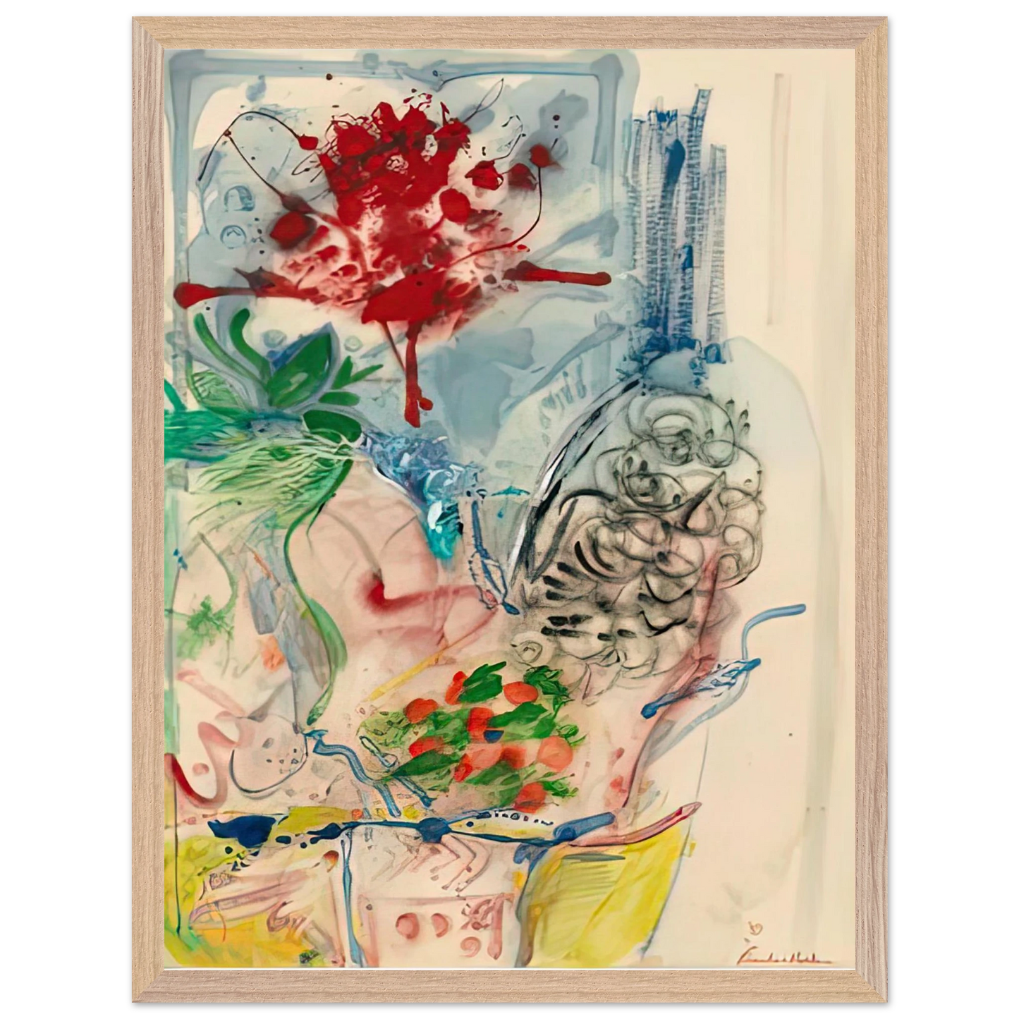 Helen Frankenthaler - L’Amour Toujours L’Amour, 1957- Wall Art - 21x29.7 cm / 8x12" - Premium Wooden Framed Poster With Fine Art Paper - White frame