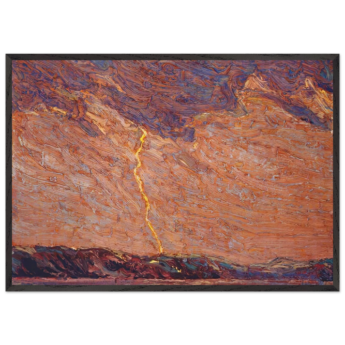 LIGHTNING CANOE LAKE 1915 - Tom Thomson 70x100 cm / 28x40 inches Framed Art Print – Black Wooden Frame