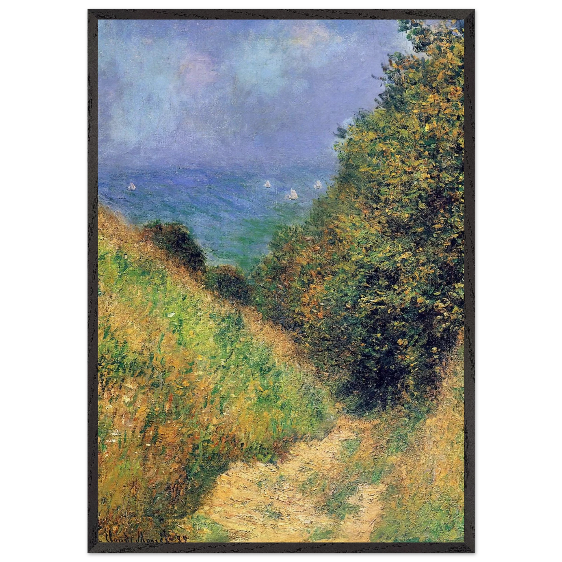 Path at Pourville 02 - claude monet Framed Art Print – Black Wooden Frame - Default Title - -Framed Art Print