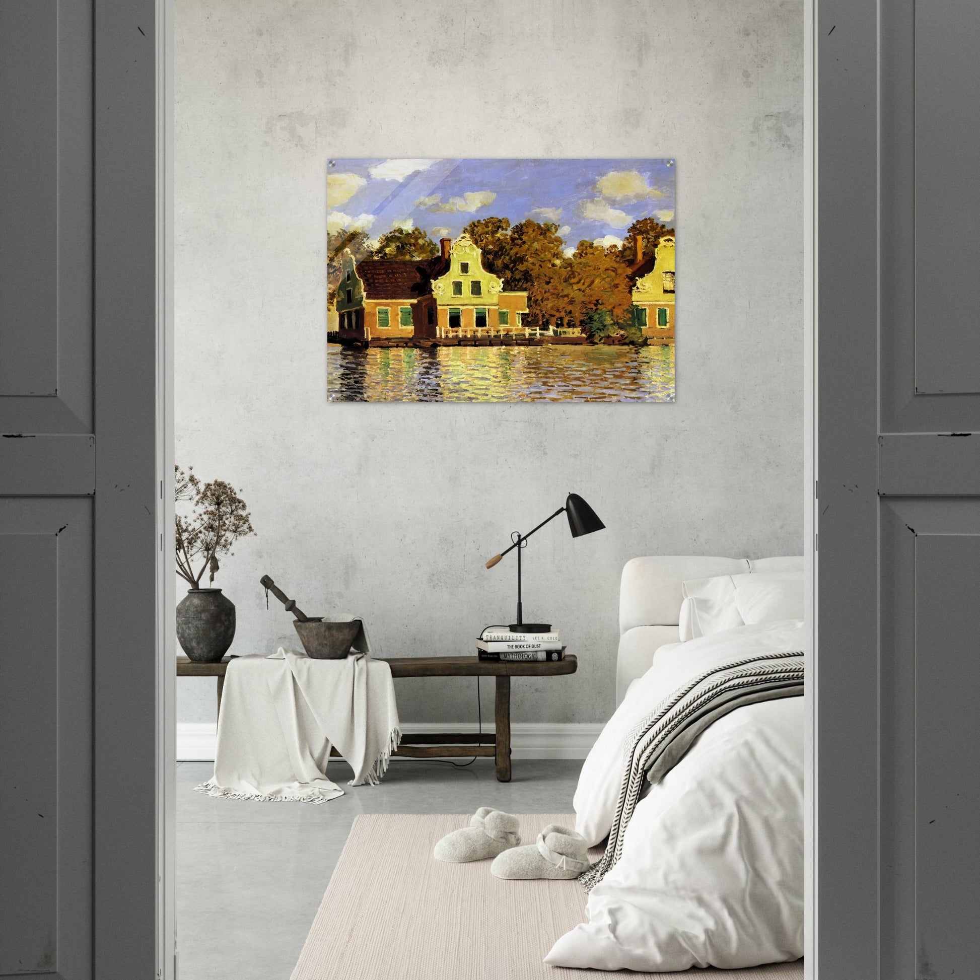 Houses on the Zaan River at Zaandam - claude monet Acrylic Print - 70x100 cm / 28x40″ inches