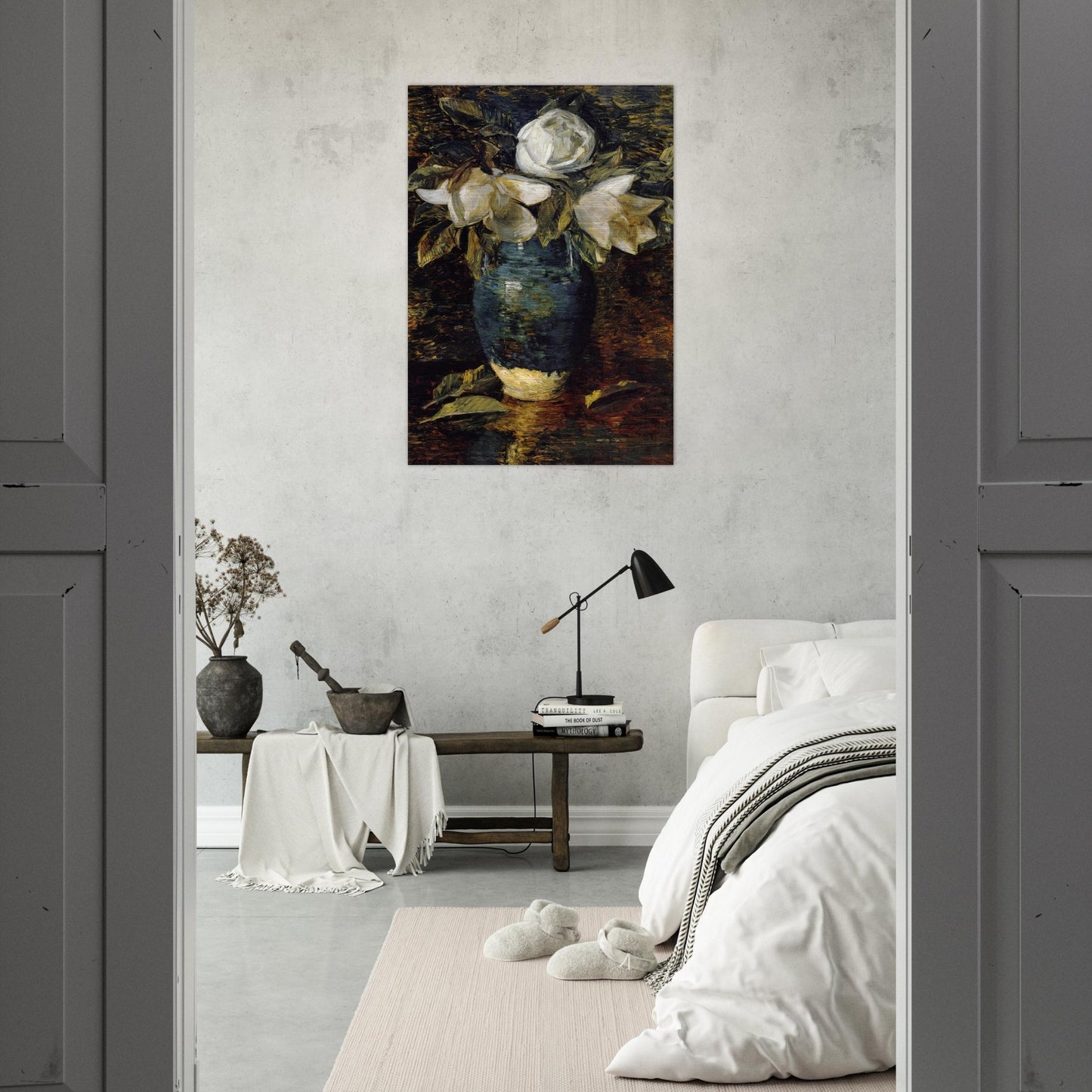 Giant Magnolias - Childe Hassam Brushed Aluminum Print - 70x100 cm / 28x40 inches | Childe Hassam Aluminum Print | Childe Hassam Prints