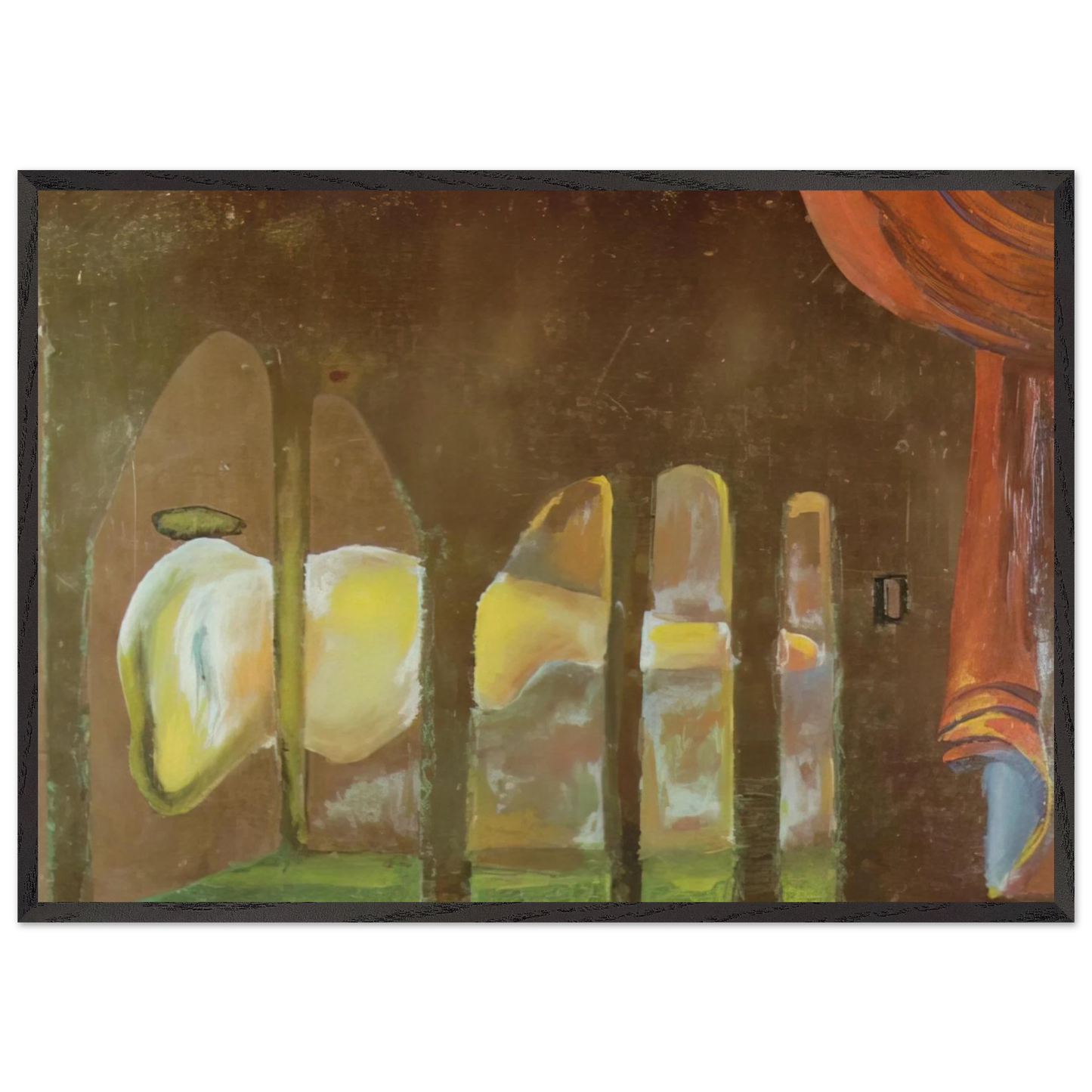 GREAT TAPEWORM MASTURBATOR APPEARS BEHIND ARCADES - Salvador Dali Framed Art Print – Black Wooden Frame - Default Title - -Framed Art Print