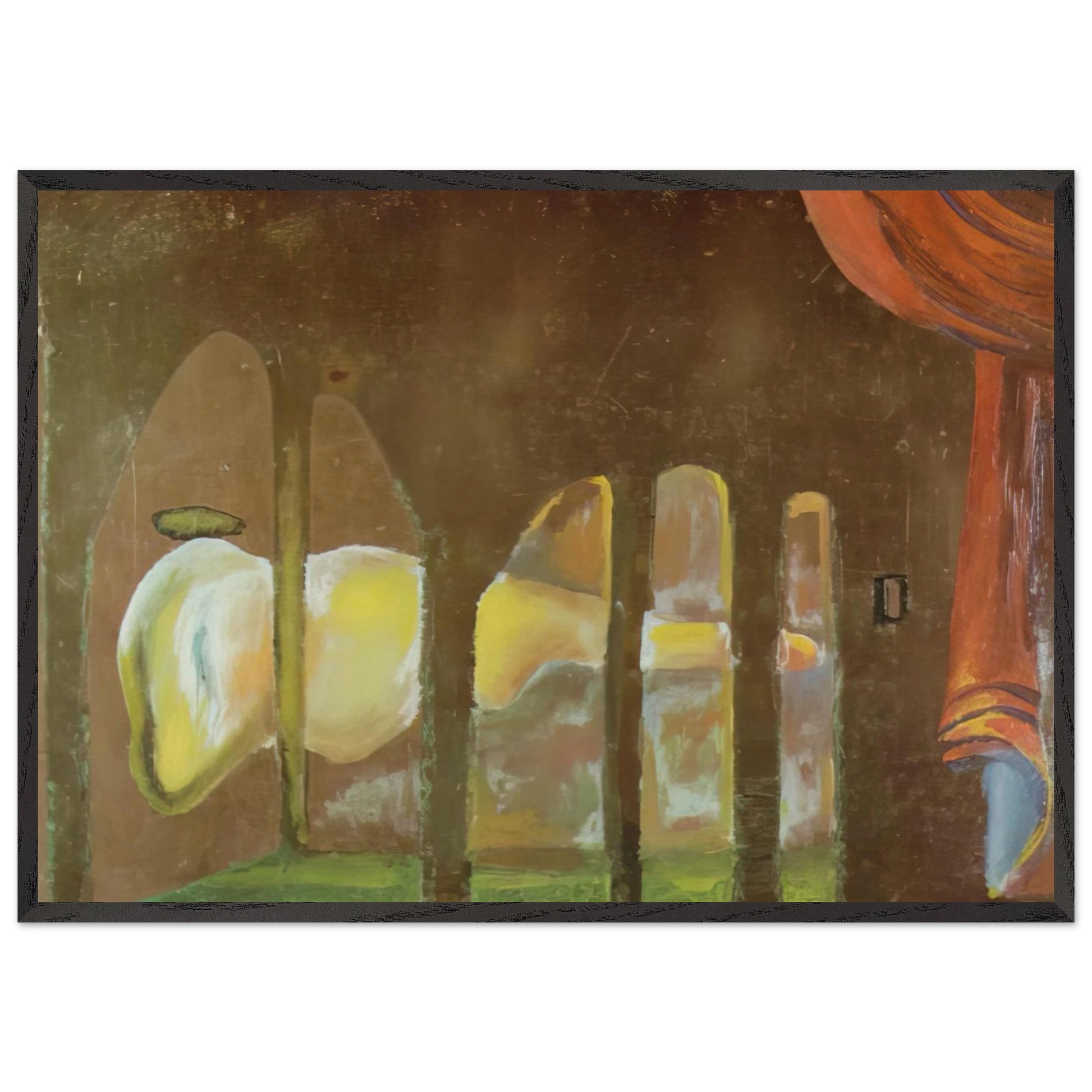 GREAT TAPEWORM MASTURBATOR APPEARS BEHIND ARCADES - Salvador Dali Framed Art Print – Black Wooden Frame - Default Title - -Framed Art Print