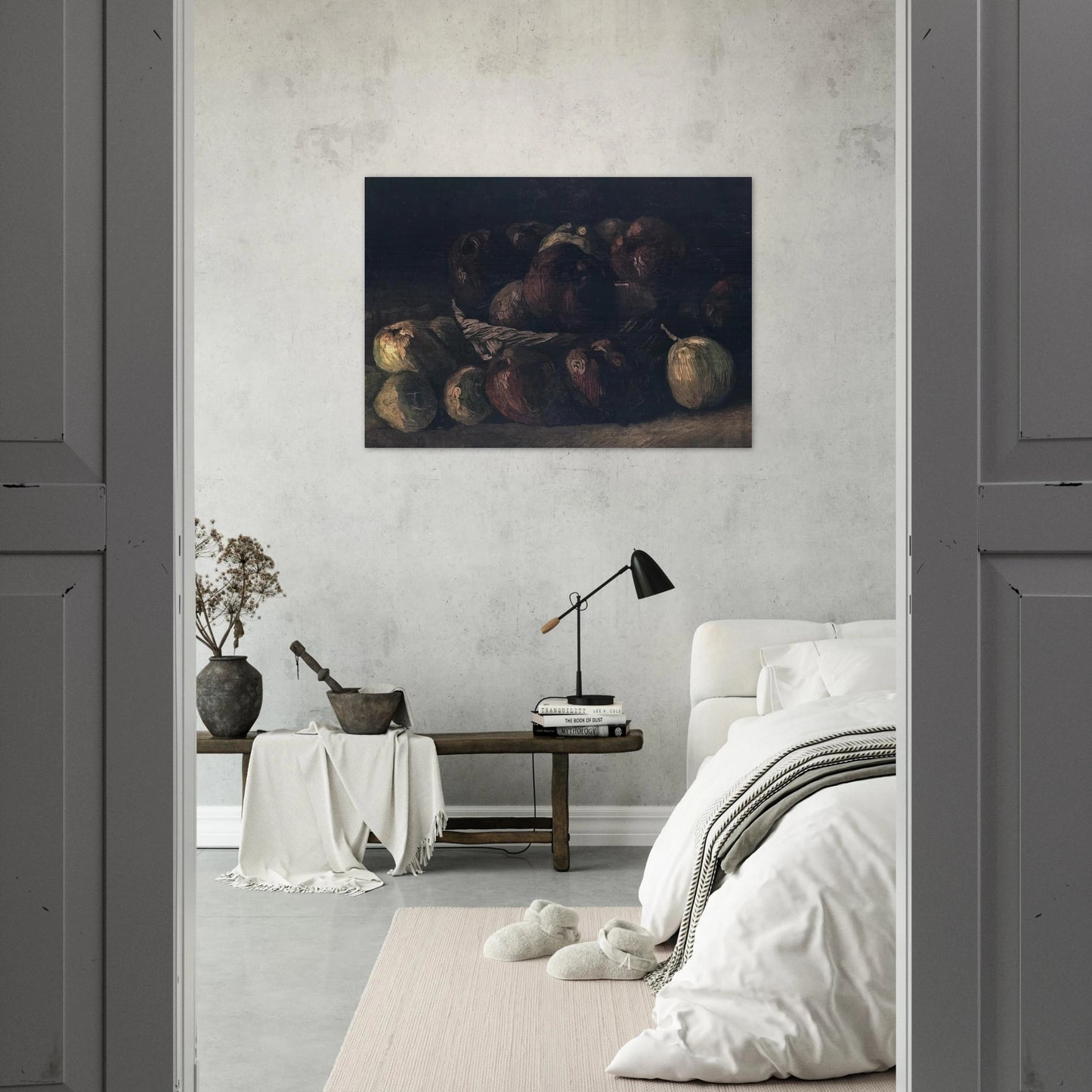 Still life with a basket of apples - Vincent van Gogh Brushed Aluminum Print - 70x100 cm / 28x40 inches | Vincent van Gogh Aluminum Print | Vincent van Gogh Prints