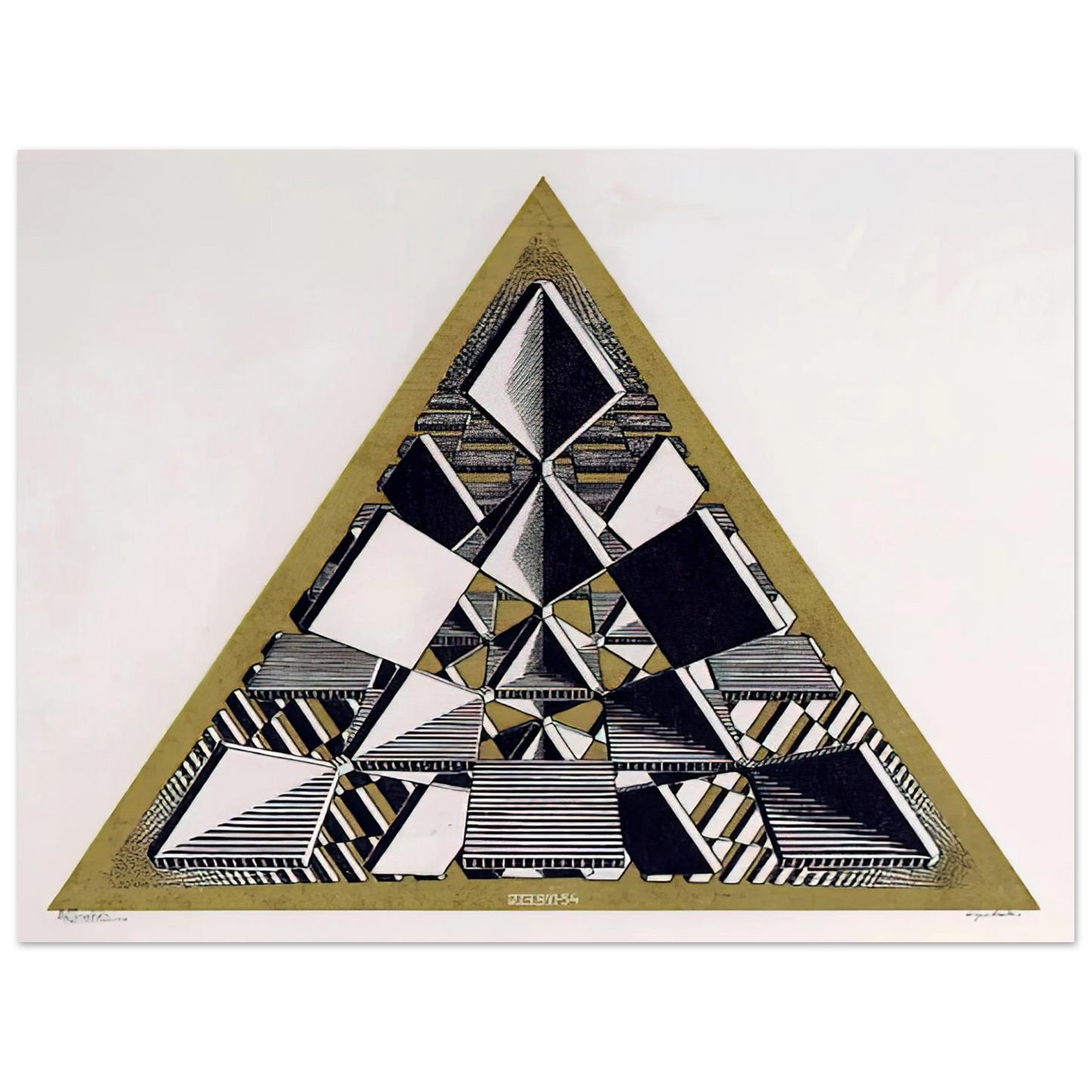 MC Escher - THREE INTERSECTING PLANES COLOUR Wall Art - 30x40 cm / 12x16 inches - Premium Wooden Framed Poster With Fine Art Paper - White frame
