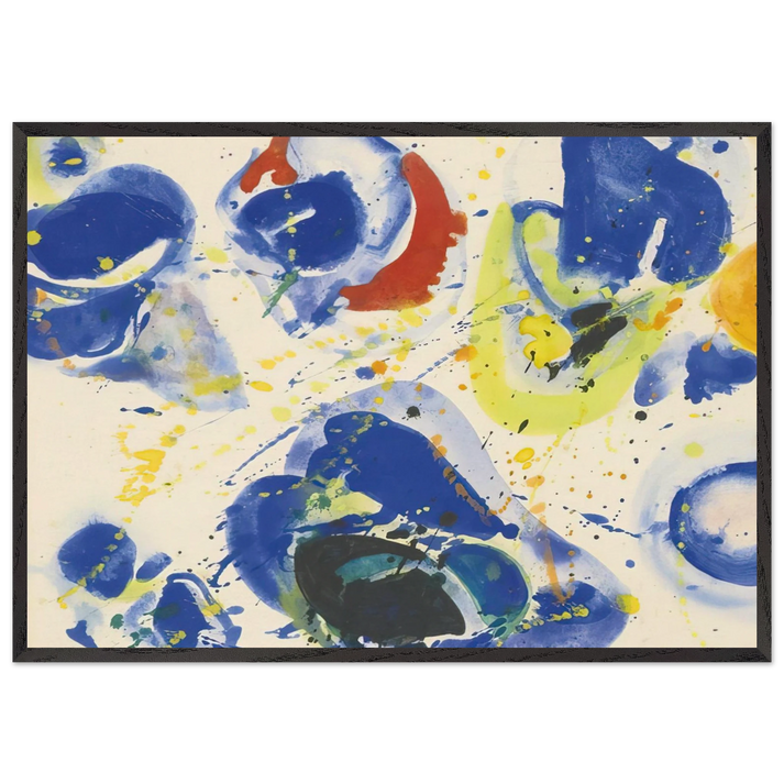 Blue With Red Yellow and Orange - Sam Francis 70x100 cm / 28x40 inches Framed Art Print – Black Wooden Frame