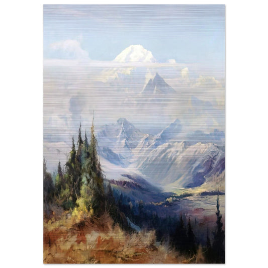 Mount McKinley in Mist - Romanticism - Sydney Laurence Brushed Aluminum Print - 70x100 cm / 28x40 inches | Sydney Laurence Aluminum Print | Sydney Laurence Prints