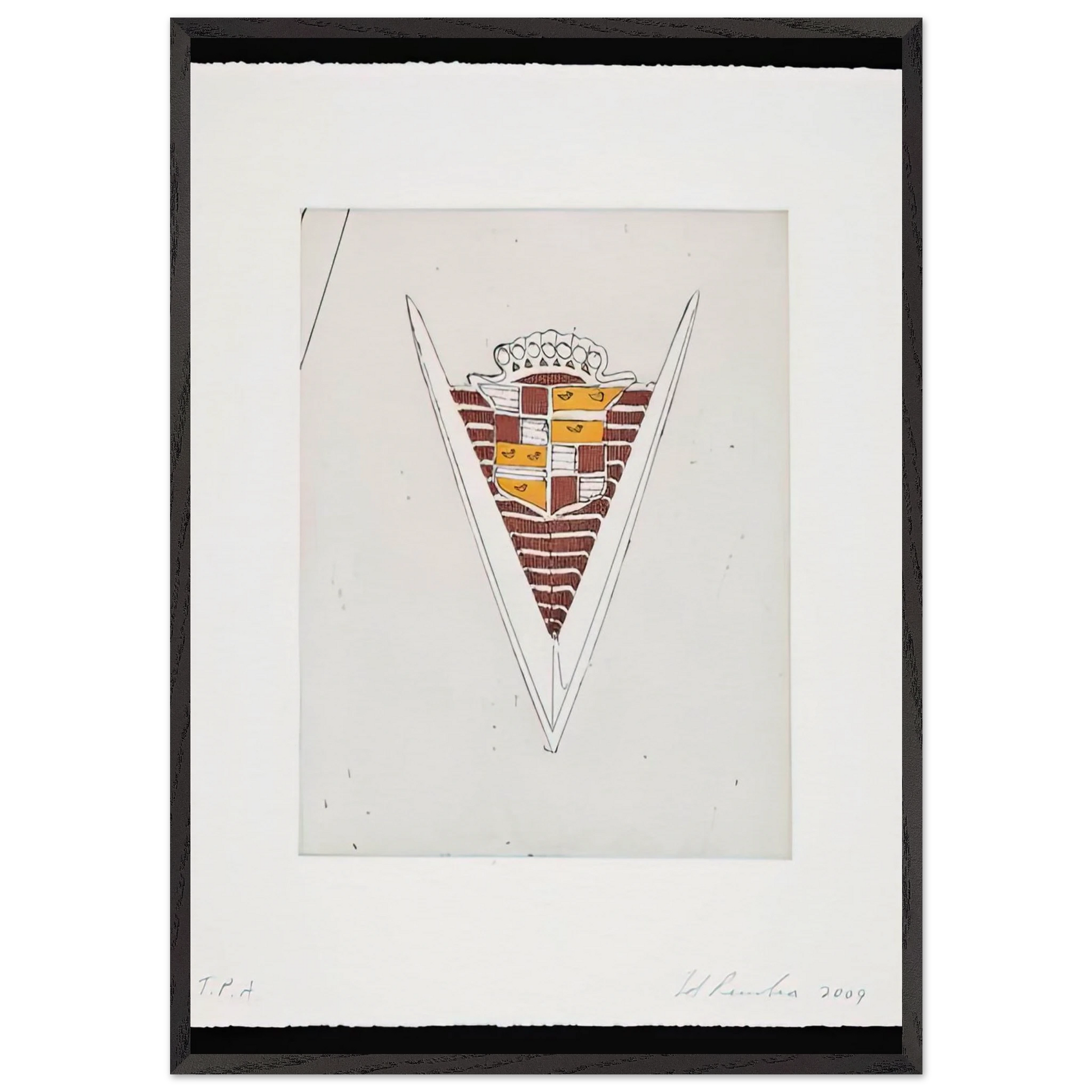 CADILLAC MOTOR CITY SERIES 2009 - Edward Ruscha Framed Art Print – Black Wooden Frame - Default Title - -Framed Art Print