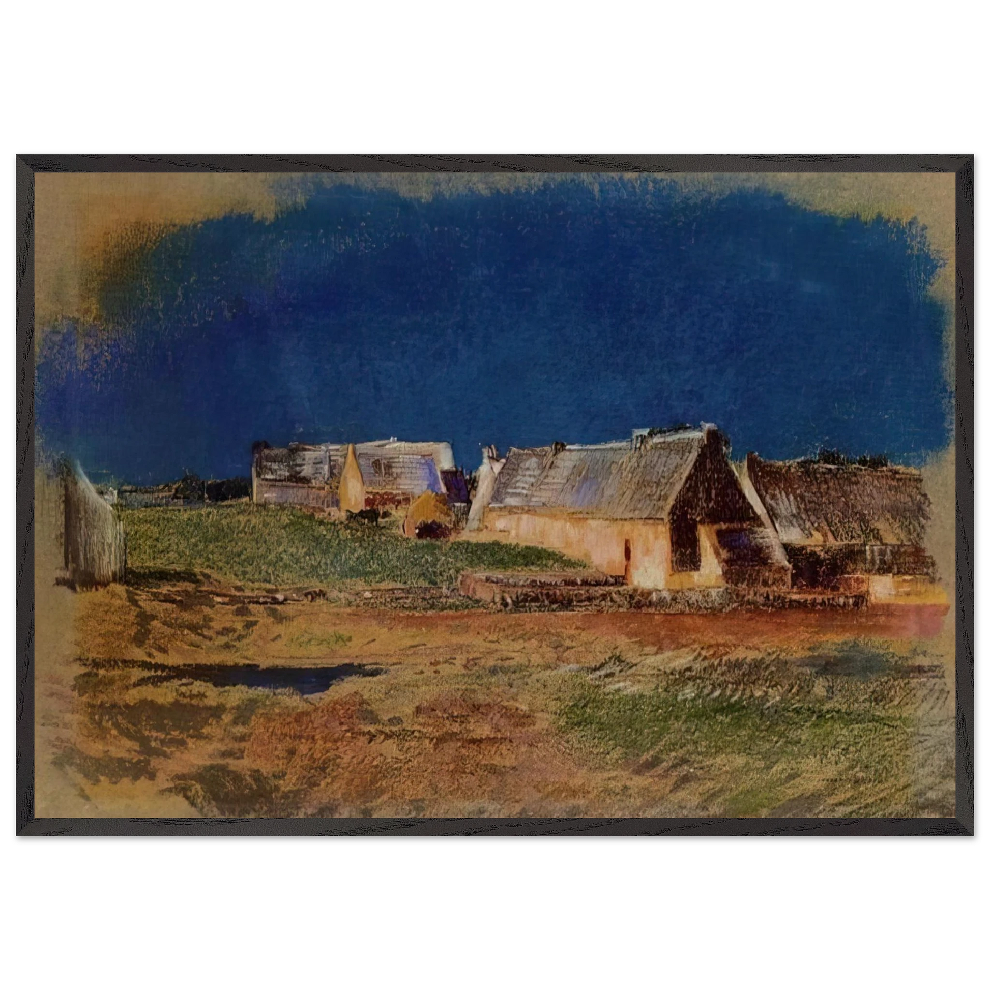 LANDSCAPE IN BRITTANY PEYRELEBADE - Odilon Redon 70x100 cm / 28x40 inches Framed Art Print – Black Wooden Frame