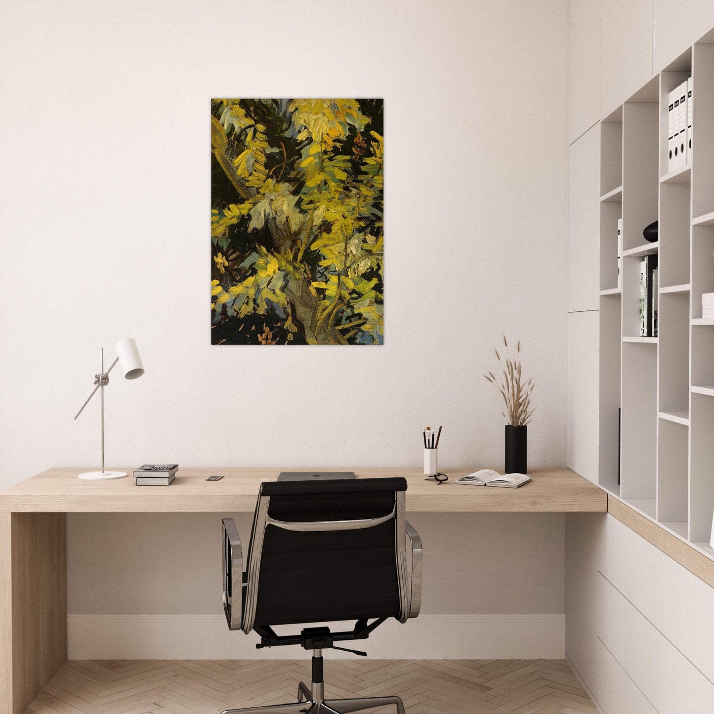 Blossoming Acacia Branches - Vincent van Gogh Brushed Aluminum Print - 70x100 cm / 28x40 inches | Vincent van Gogh Aluminum Print | Vincent van Gogh Prints