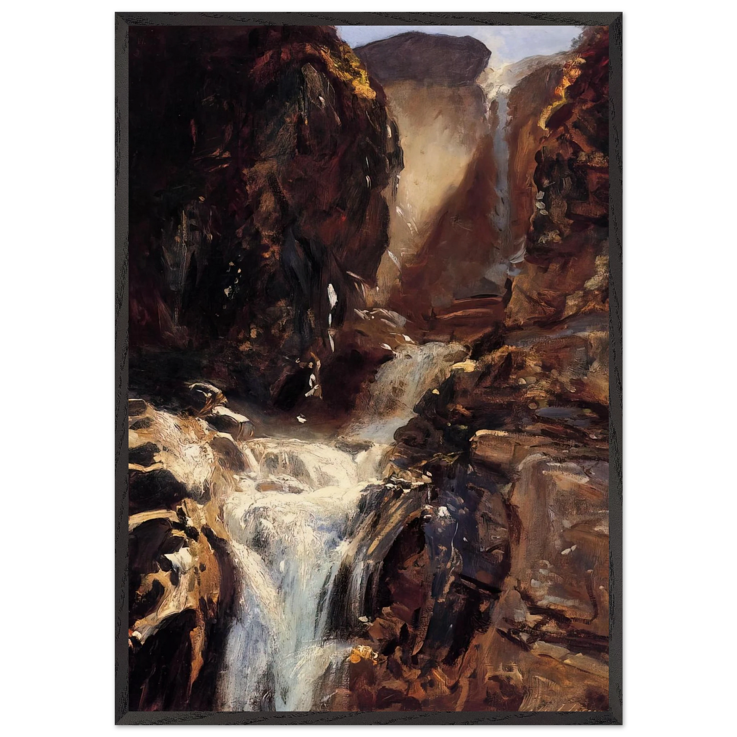A Waterfall - John Singer Sargent Framed Art Print – Black Wooden Frame - Default Title - -Framed Art Print