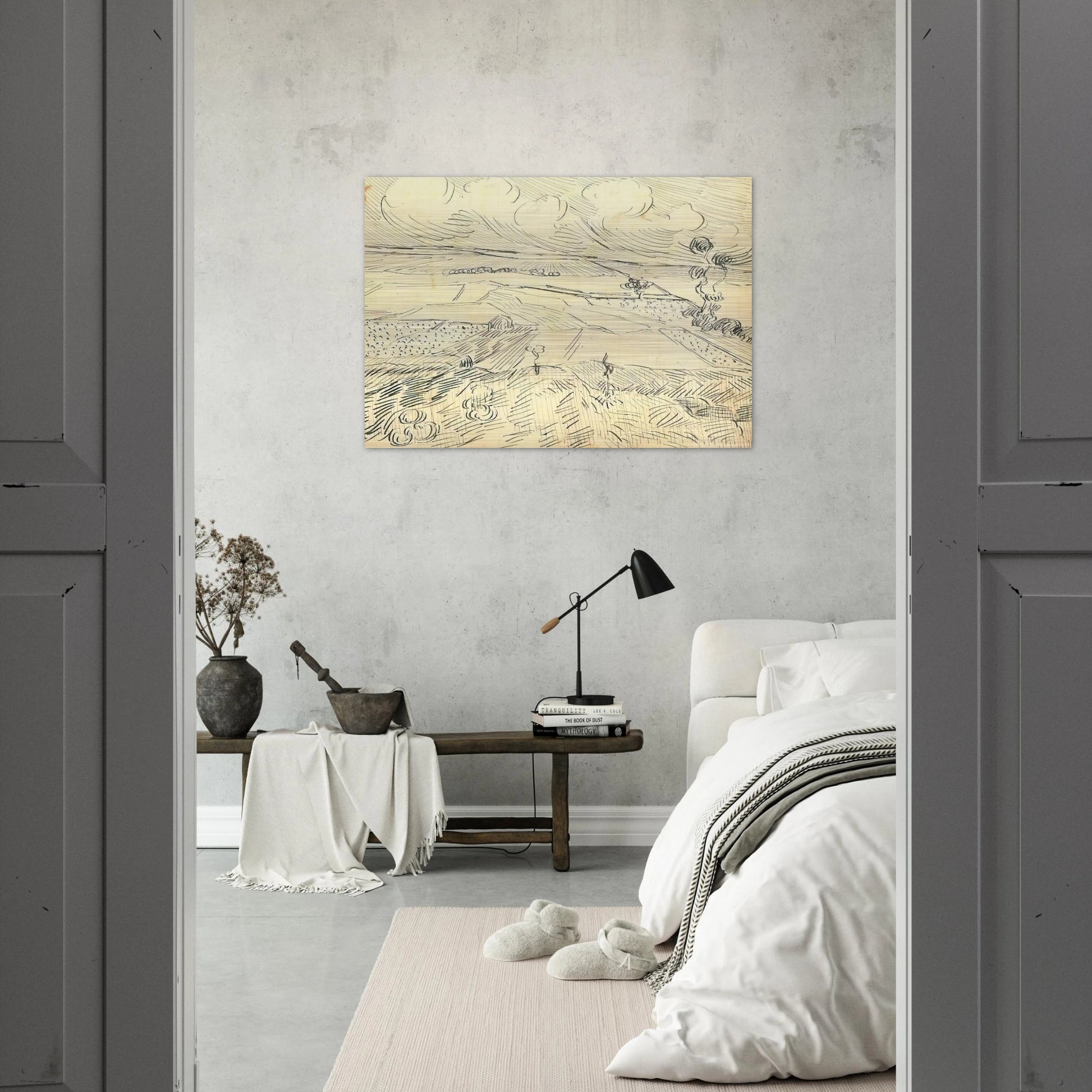 Wheat Fields - Vincent van Gogh Brushed Aluminum Print - 70x100 cm / 28x40 inches | Vincent van Gogh Aluminum Print | Vincent van Gogh Prints