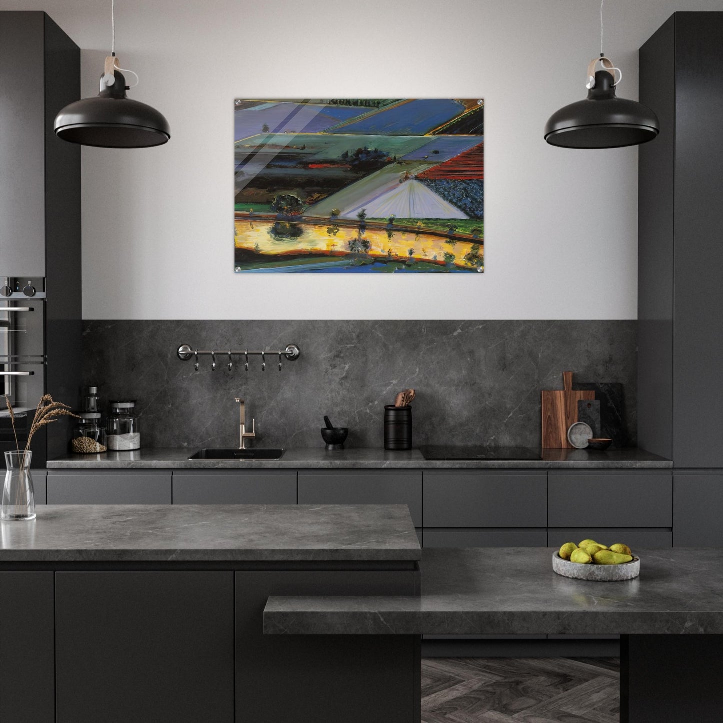 Farm Channel - 1996 - Wayne Thiebaud Acrylic Print - 70x100 cm / 28x40″ inches | Wayne Thiebaud Wall Art | Wayne Thiebaud Prints