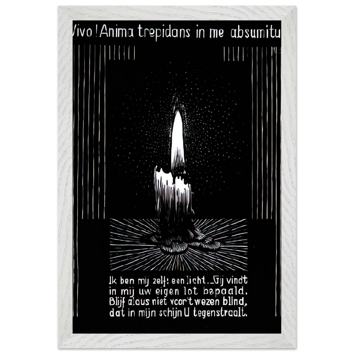 MC Escher - EMBLEMATA CANDLE FLAME Wall Art - 60x80 cm / 24x32 inches - Premium Wooden Framed Poster With Fine Art Paper - White frame