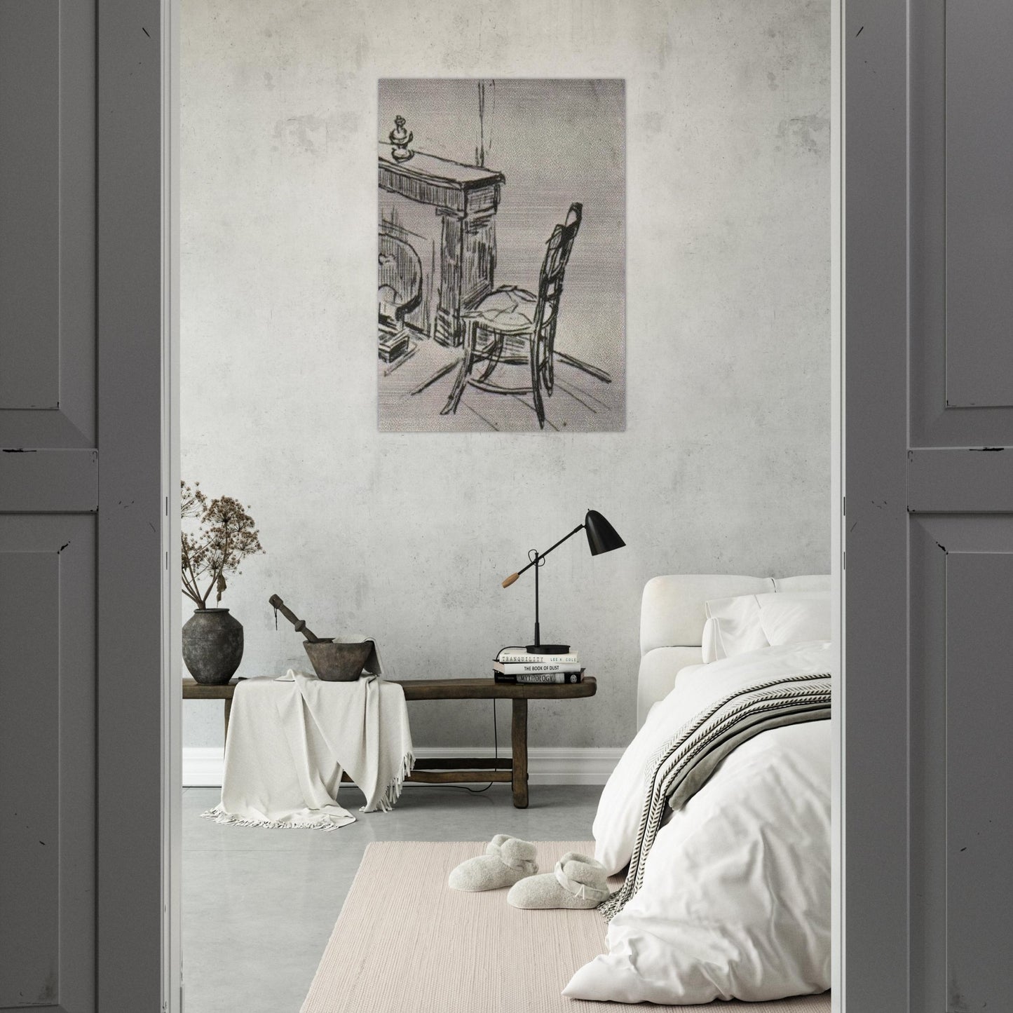 Chair near the Stove - Vincent van Gogh Brushed Aluminum Print - 70x100 cm / 28x40 inches | Vincent van Gogh Aluminum Print | Vincent van Gogh Prints