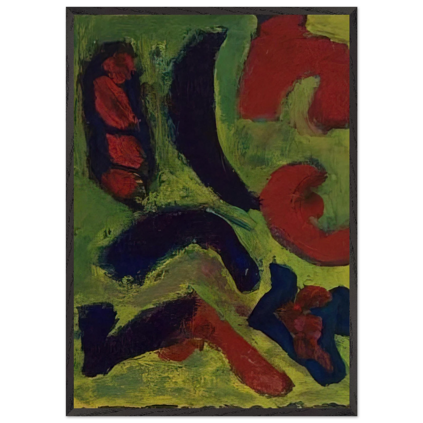 Abstract Composition in Green and Red - Barnett Newman Framed Art Print – Black Wooden Frame - Default Title - -Framed Art Print