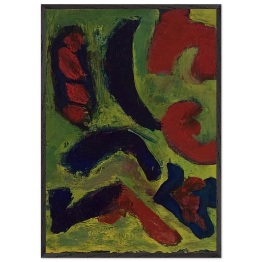 Abstract Composition in Green and Red - Barnett Newman Framed Art Print – Black Wooden Frame - Default Title - -Framed Art Print