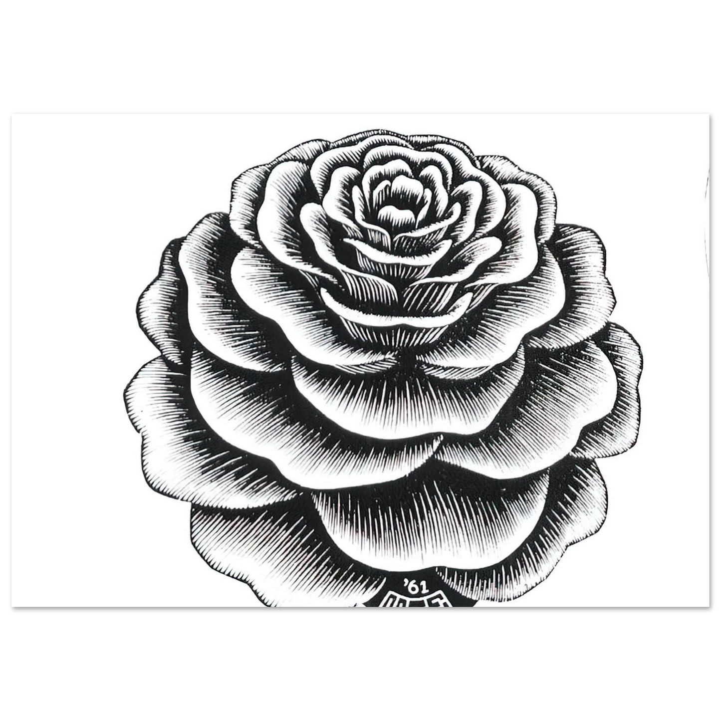 MC Escher - FLOWER 1 Wall Art - 60x80 cm / 24x32 inches - Premium Wooden Framed Poster With Fine Art Paper - Black frame
