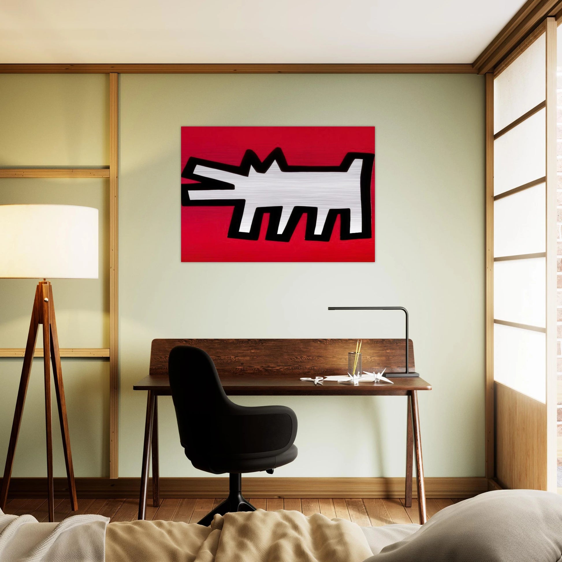 BARKING DOG 1990 - Keith Haring Brushed Aluminum Print - 70x100 cm / 28x40 inches | Keith Haring Aluminum Print | Keith Haring Prints