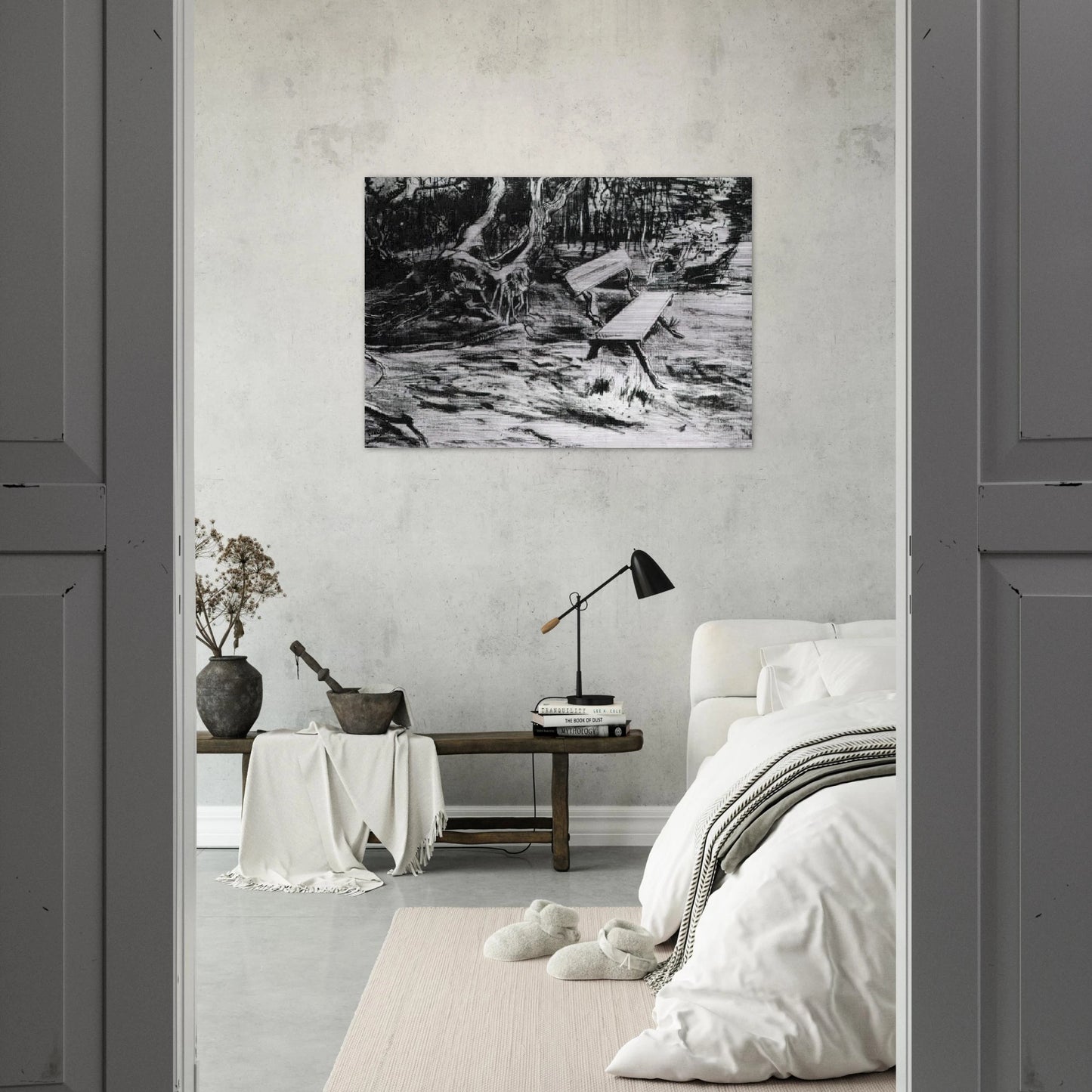 Bench in a Wood - Vincent van Gogh Brushed Aluminum Print - 70x100 cm / 28x40 inches | Vincent van Gogh Aluminum Print | Vincent van Gogh Prints