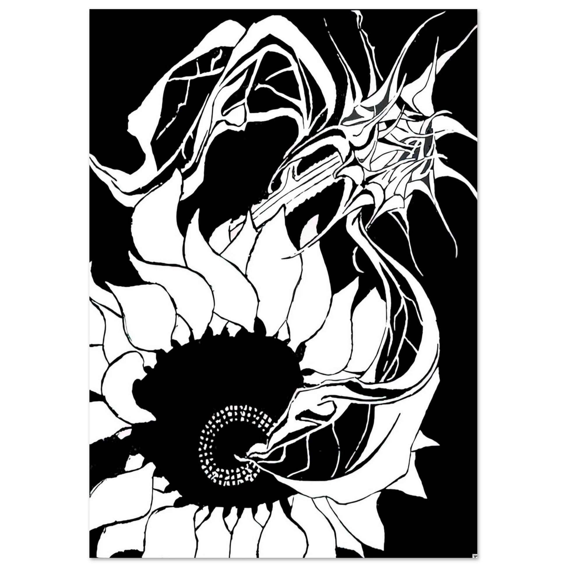 MC Escher - SUNFLOWERS Wall Art - 21x29.7 cm / 8x12" - Premium Wooden Framed Poster With Fine Art Paper - Wood frame