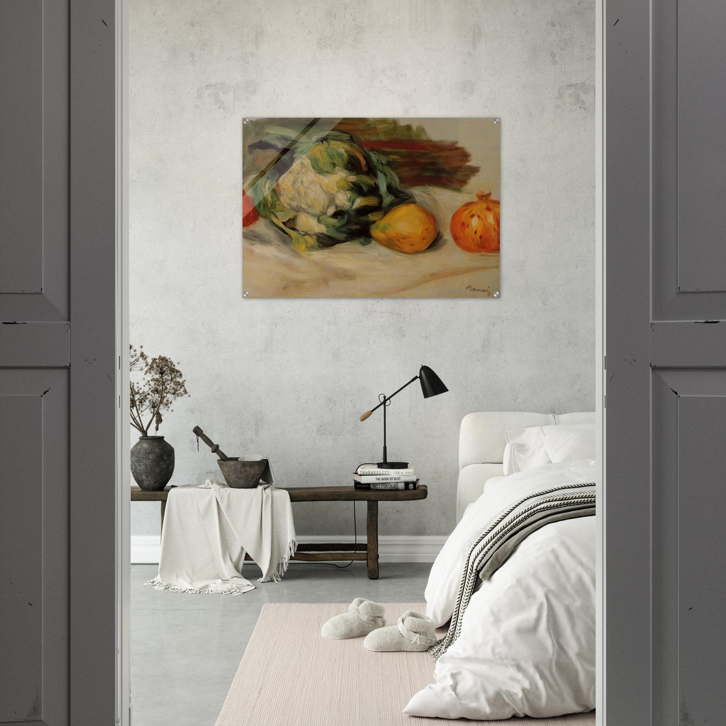 Cauliflower and Pomegranates - Pierre-Auguste Renoir Acrylic Print - 70x100 cm / 28x40″ inches | Pierre-Auguste Renoir Wall Art | Pierre-Auguste Renoir Prints