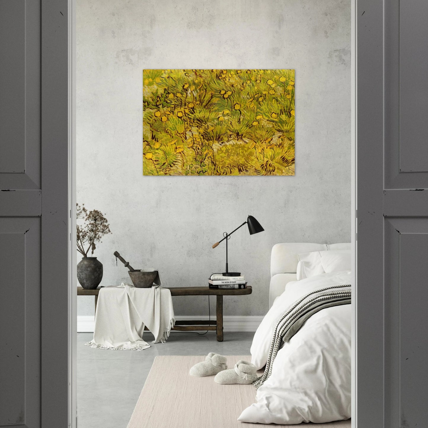 A Field of Yellow Flowers - Vincent van Gogh Brushed Aluminum Print - 70x100 cm / 28x40 inches | Vincent van Gogh Aluminum Print | Vincent van Gogh Prints