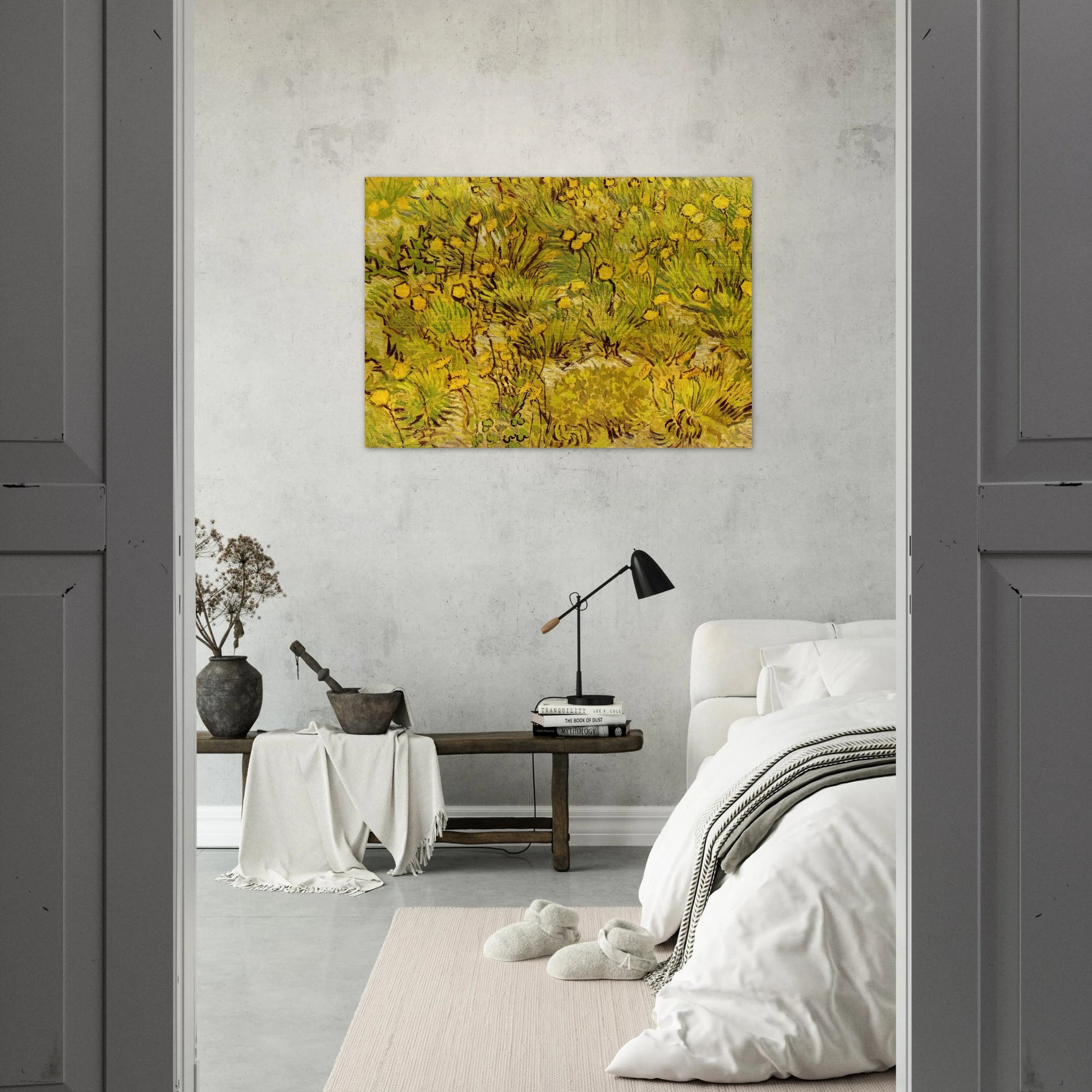A Field of Yellow Flowers - Vincent van Gogh Brushed Aluminum Print - 70x100 cm / 28x40 inches | Vincent van Gogh Aluminum Print | Vincent van Gogh Prints
