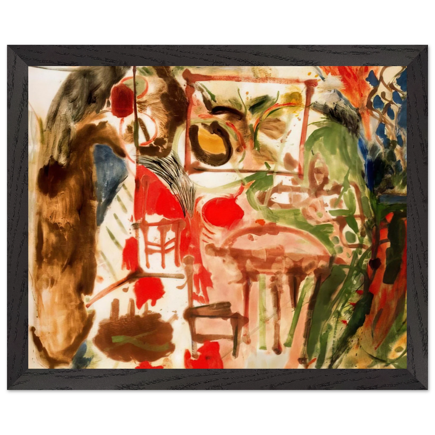 Helen Frankenthaler - Interior - 1957 Wall art - 20x25 cm / 8x10 inches - Premium Wooden Framed Poster With Fine Art Paper - Black frame