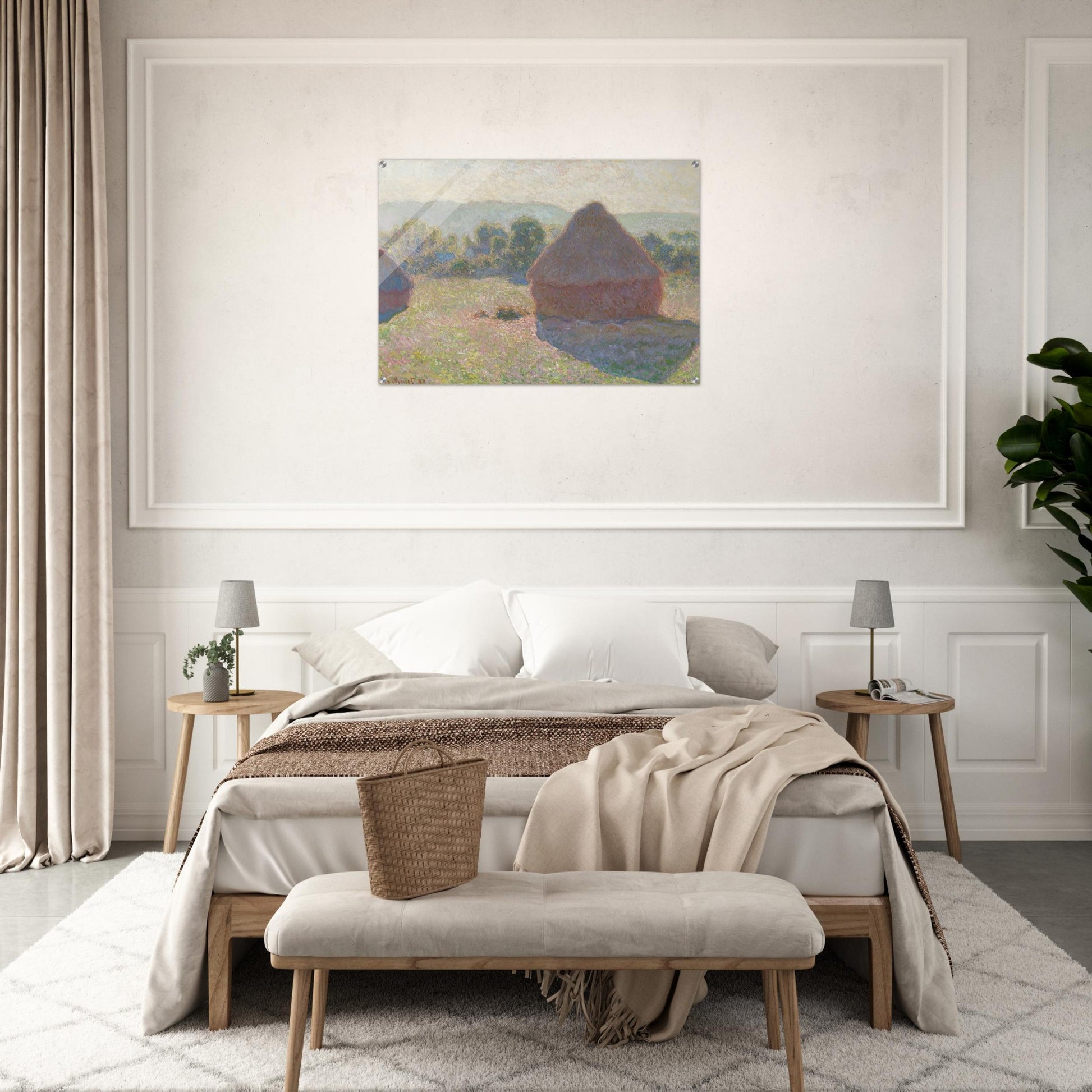 Haystacks, midday - claude monet Acrylic Print - 70x100 cm / 28x40″ inches