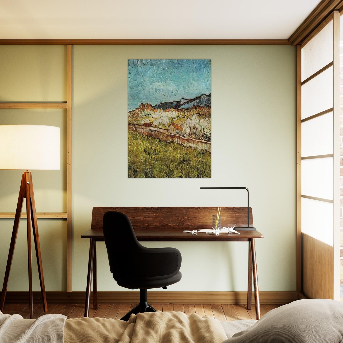 At the Foot of the Mountains - Vincent van Gogh Brushed Aluminum Print - 70x100 cm / 28x40 inches | Vincent van Gogh Aluminum Print | Vincent van Gogh Prints