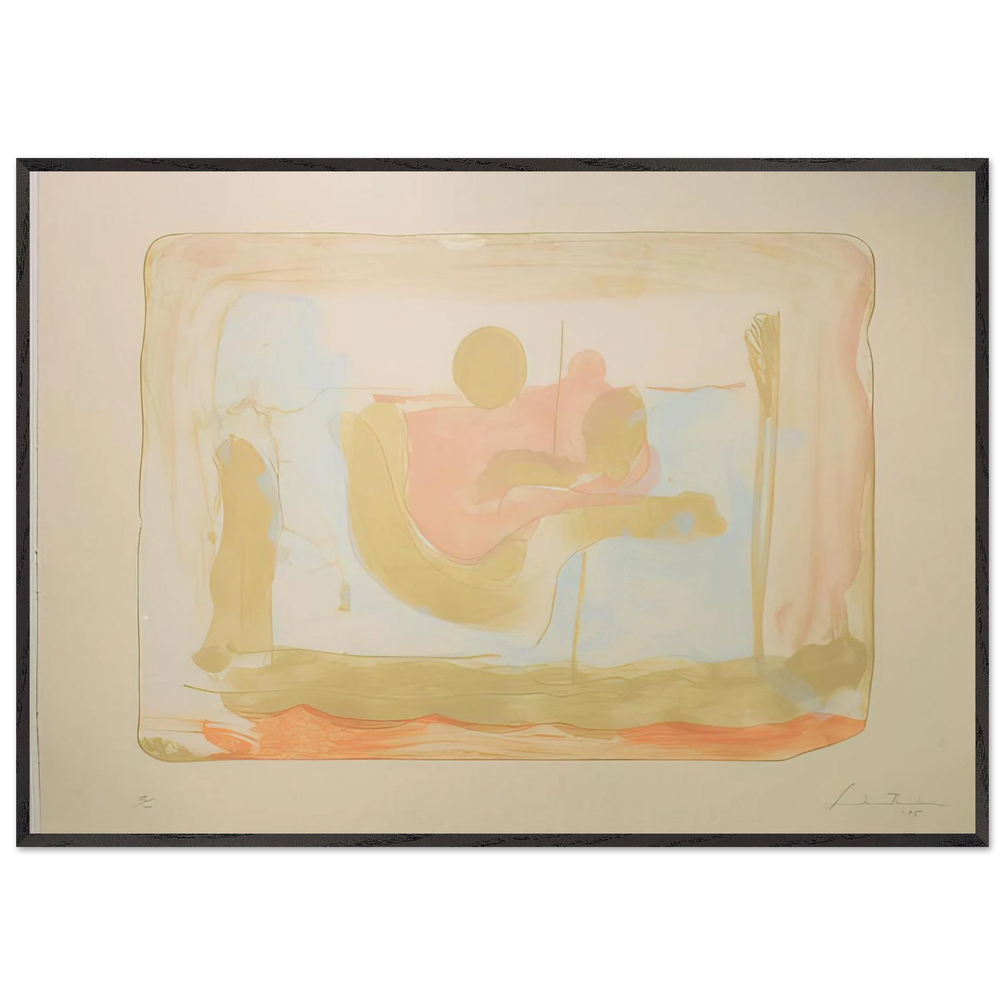 Helen Frankenthaler - Reflections I - 1995 Wall art - 27x35 cm / 11x14 inches - Premium Wooden Framed Poster With Fine Art Paper - Black frame