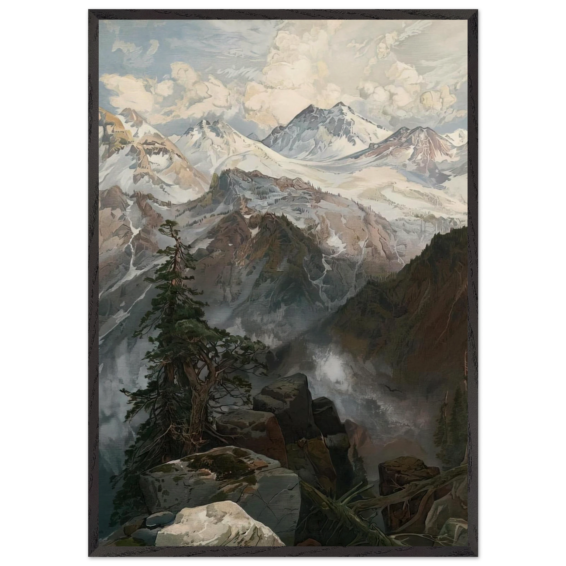 Summit of the Sierras Nevada - Thomas Moran Framed Art Print – Black Wooden Frame - Default Title - -Framed Art Print