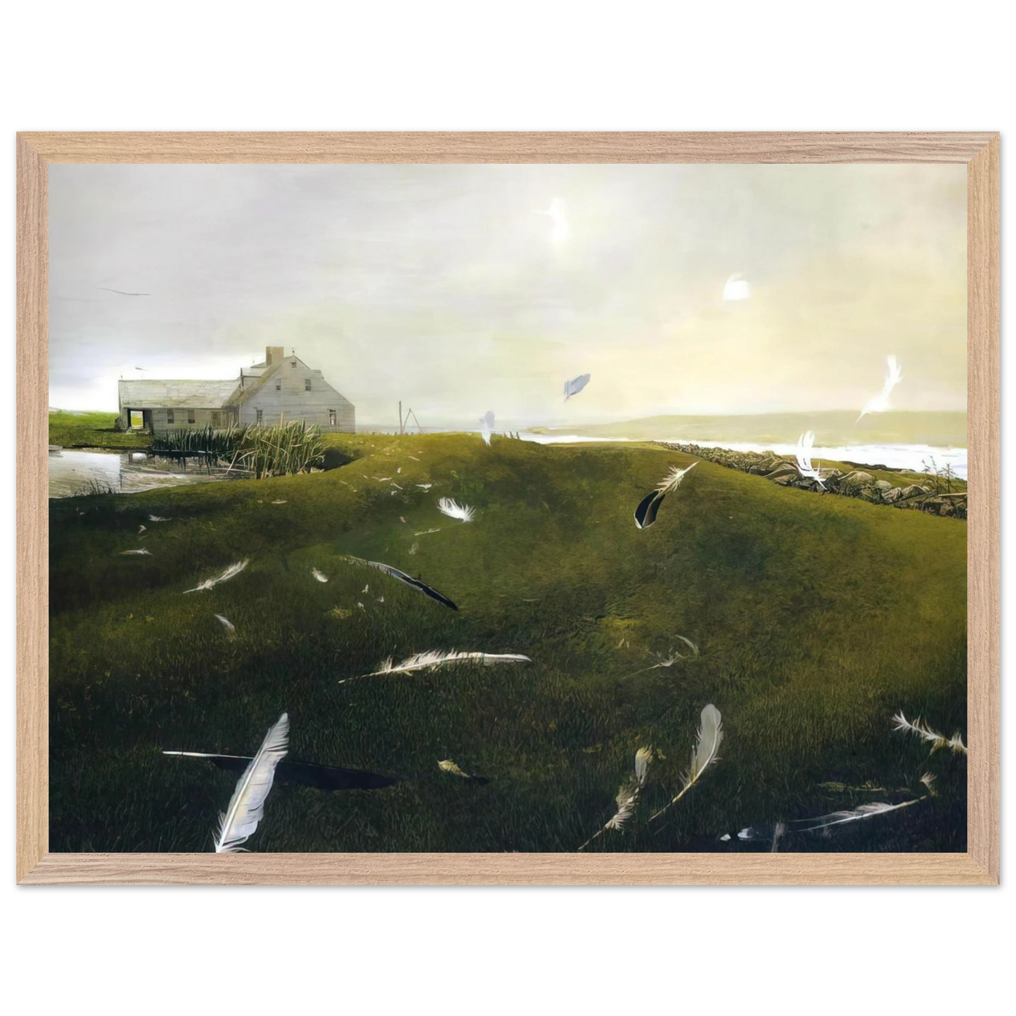 Andrew Wyeth - AIRBORNE Wall Art - 60x80 cm / 24x32 inches - Premium Wooden Framed Poster With Fine Art Paper - Black frame