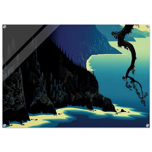 Big Sur - Eyvind Earle Acrylic Print - 70x100 cm / 28x40″ inches