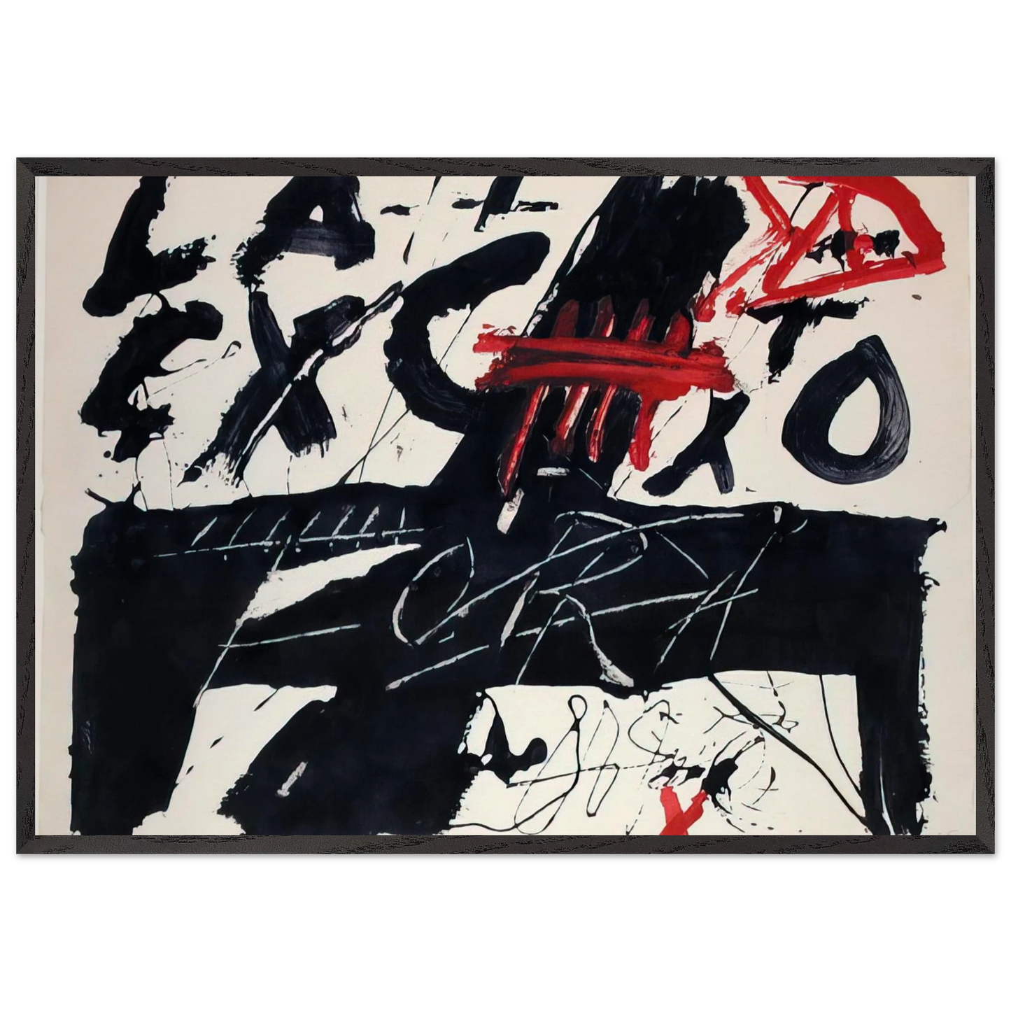 NEGRE I ROIG III FORA 1976 - Antoni Tapies Framed Art Print – Black Wooden Frame - Default Title - -Framed Art Print