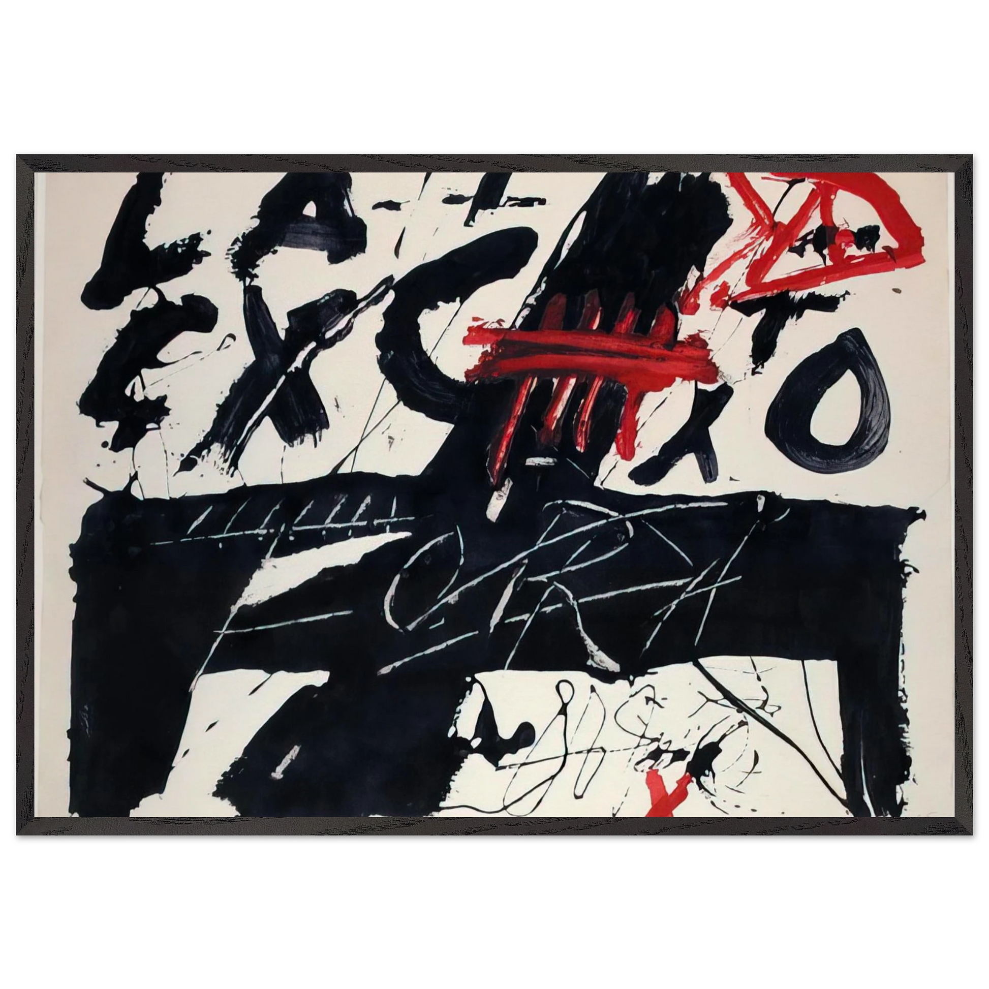 NEGRE I ROIG III FORA 1976 - Antoni Tapies Framed Art Print – Black Wooden Frame - Default Title - -Framed Art Print