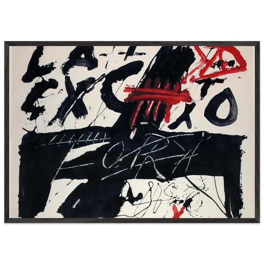 NEGRE I ROIG III FORA 1976 - Antoni Tapies Framed Art Print – Black Wooden Frame - Default Title - -Framed Art Print