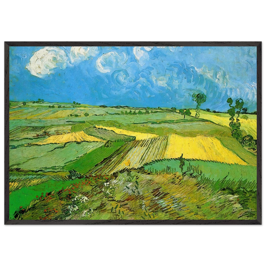 Wheat Fields at Auvers Under Clouded Sky - Vincent van Gogh Framed Art Print – Black Wooden Frame - Default Title - -Framed Art Print