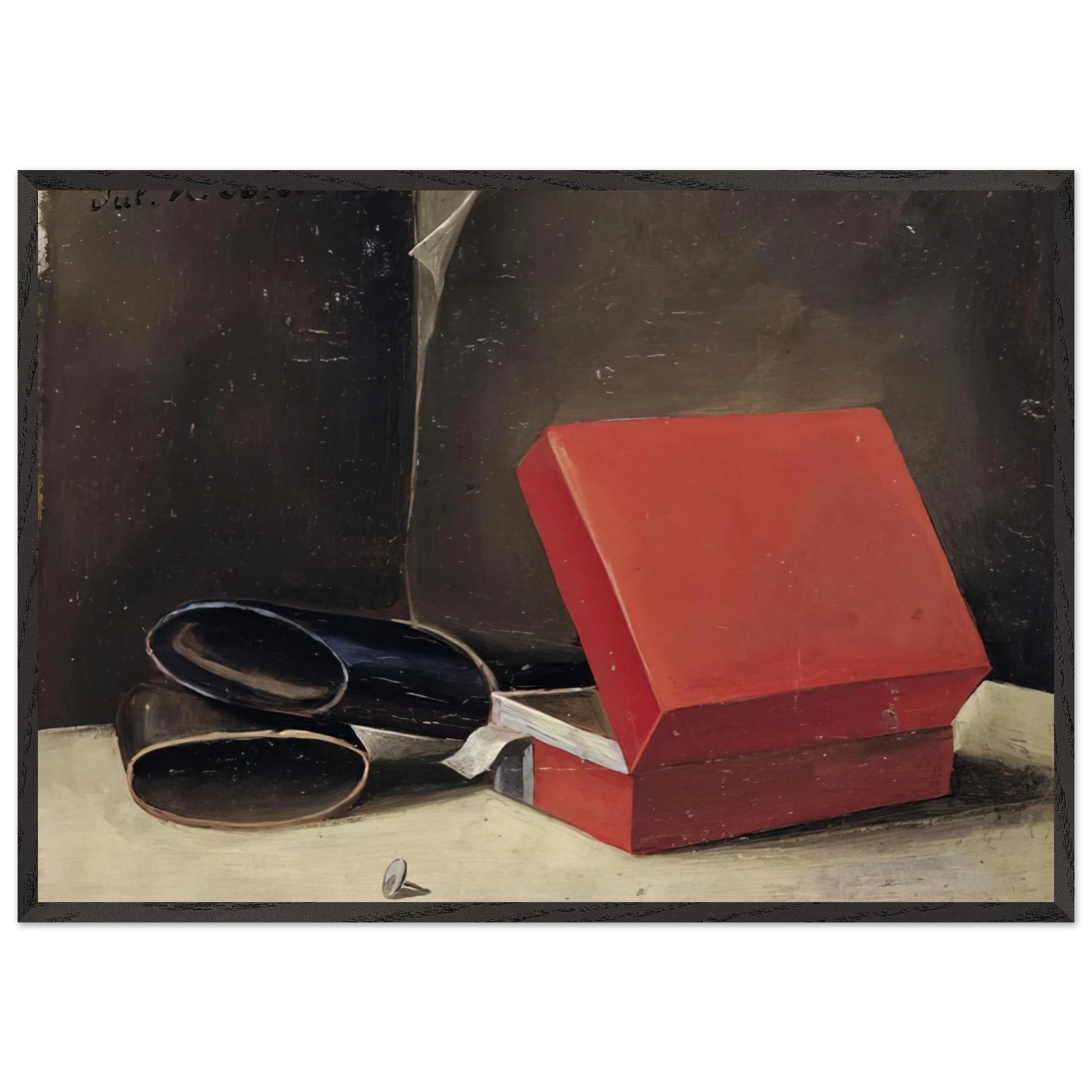 Scatola rossa con astuccio per occhiali - 1923 - Julius Bissier Framed Art Print – Black Wooden Frame - Default Title - -Framed Art Print