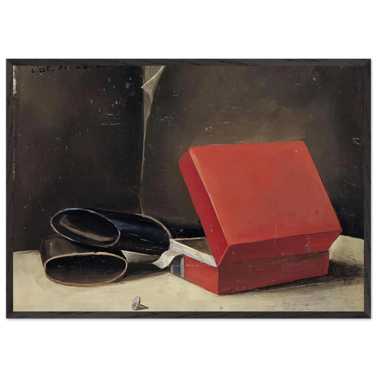 Scatola rossa con astuccio per occhiali - 1923 - Julius Bissier Framed Art Print – Black Wooden Frame - Default Title - -Framed Art Print