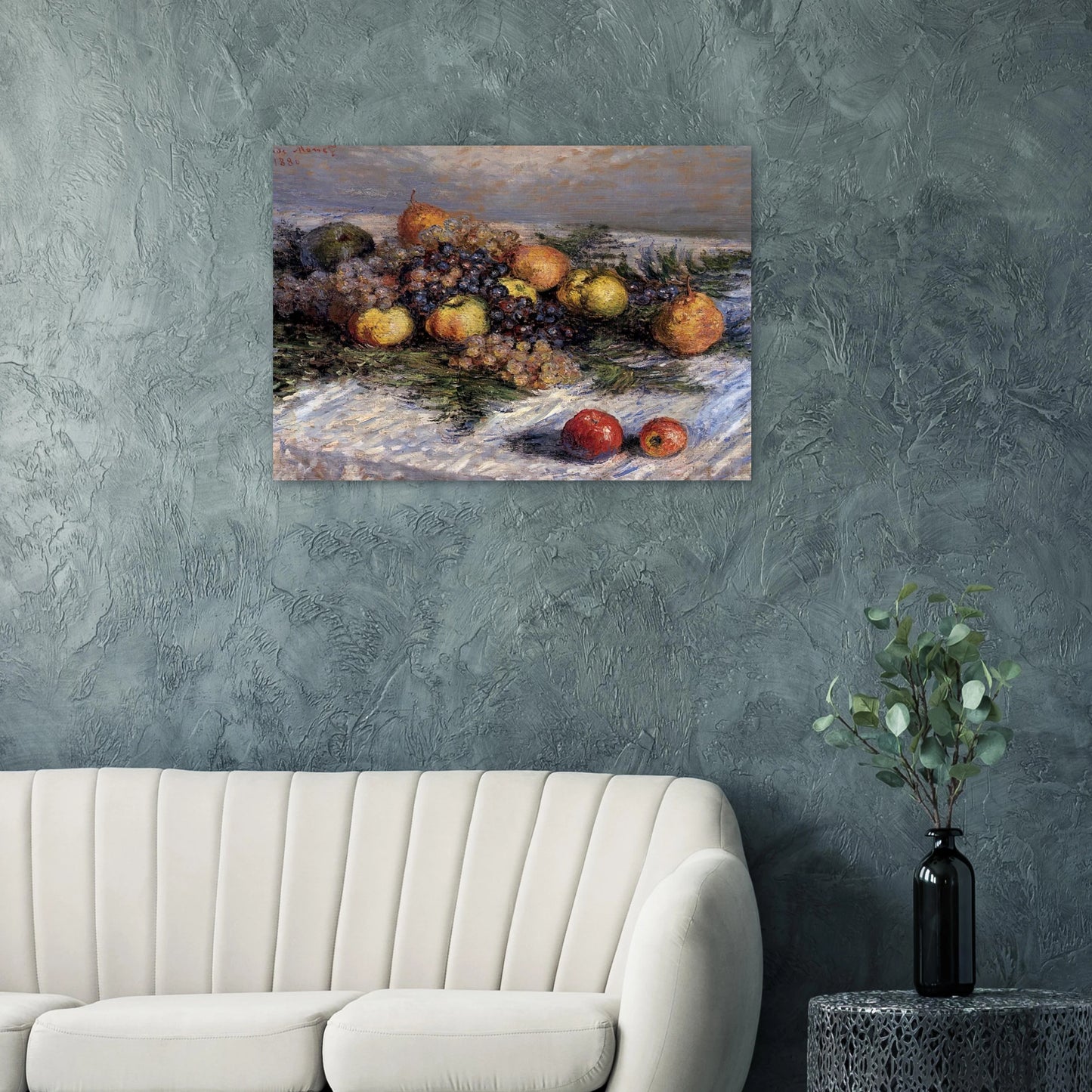 Still Life with Pears and Grapes - claude monet Brushed Aluminum Print - 70x100 cm / 28x40 inches | claude monet Aluminum Print | claude monet Prints