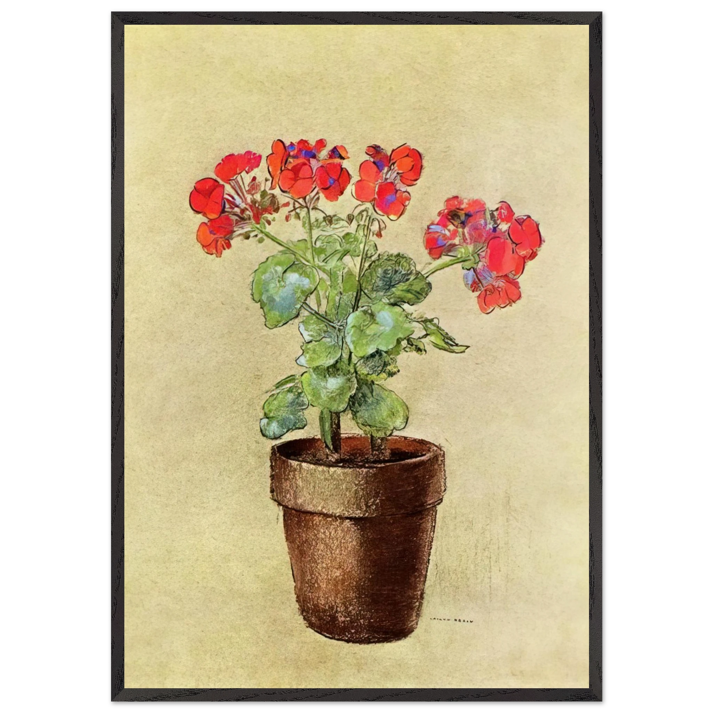 GERANIUMS 1902 - Odilon Redon Framed Art Print – Black Wooden Frame - Default Title - -Framed Art Print