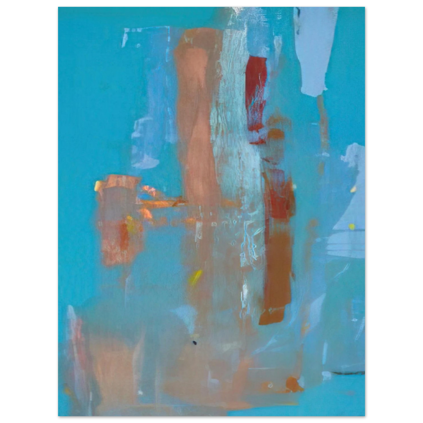 Helen Frankenthaler - In on Blue - 1976 Wall art - 21x29.7 cm / 8x12" - Premium Wooden Framed Poster With Fine Art Paper - White frame