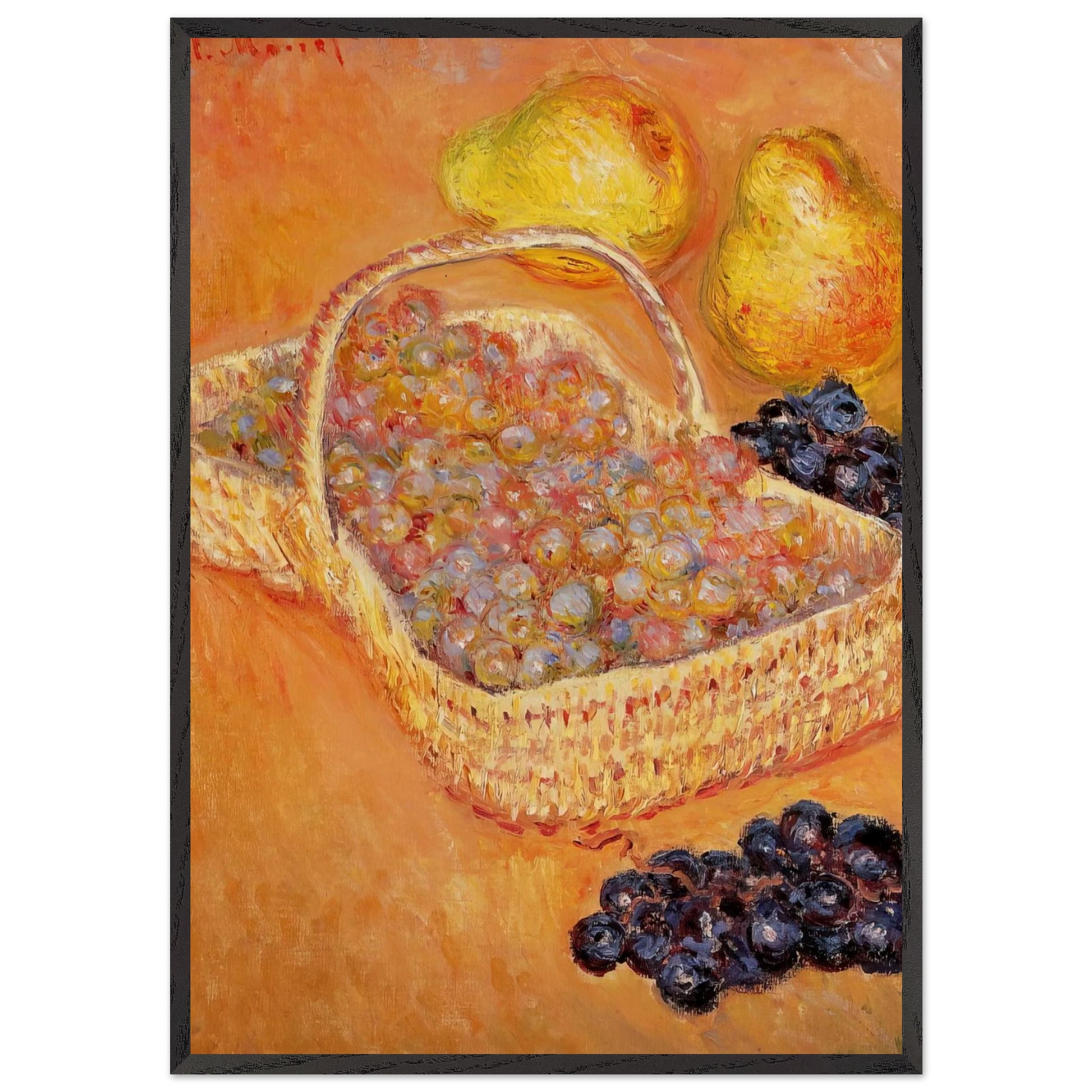Basket of Graphes Quinces and Pears - claude monet Framed Art Print – Black Wooden Frame - Default Title - -Framed Art Print