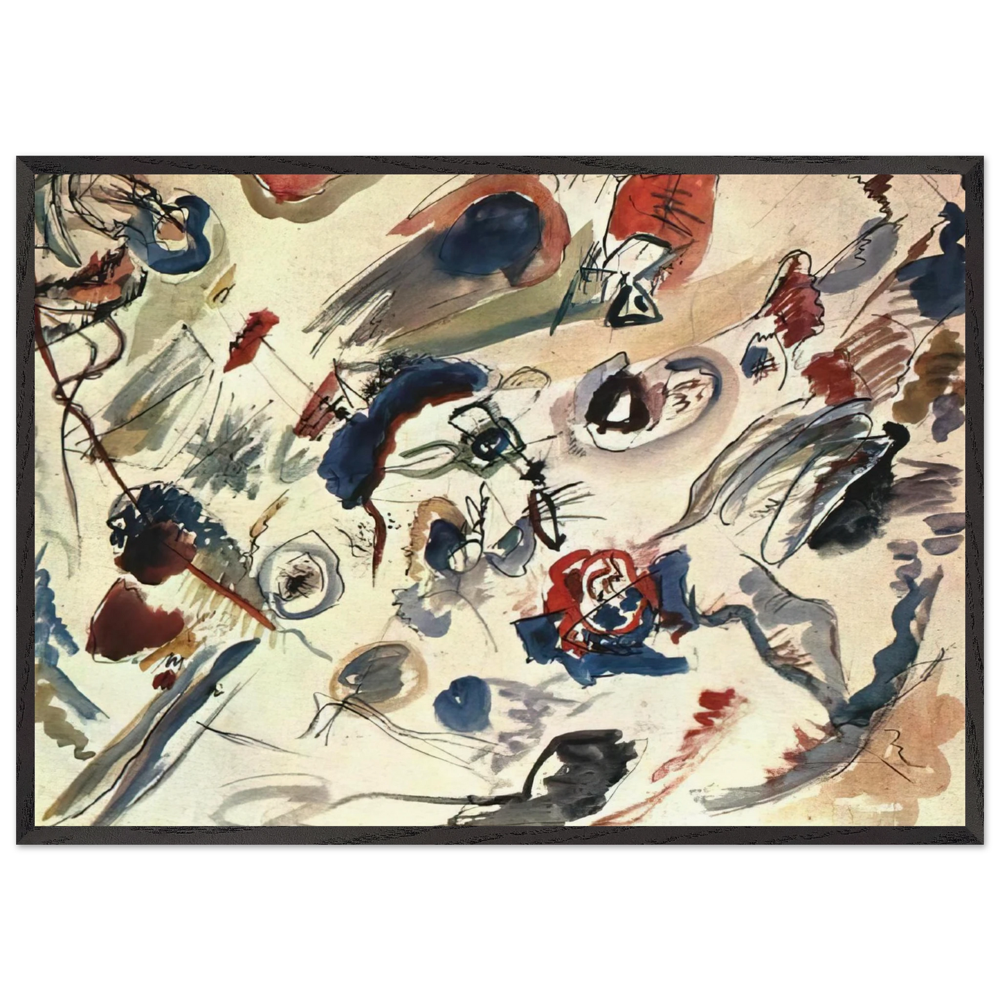 FIRST ABSTRACT WATERCOLOR 1910 - Wassily Kandinsky Framed Art Print – Black Wooden Frame - Default Title - -Framed Art Print