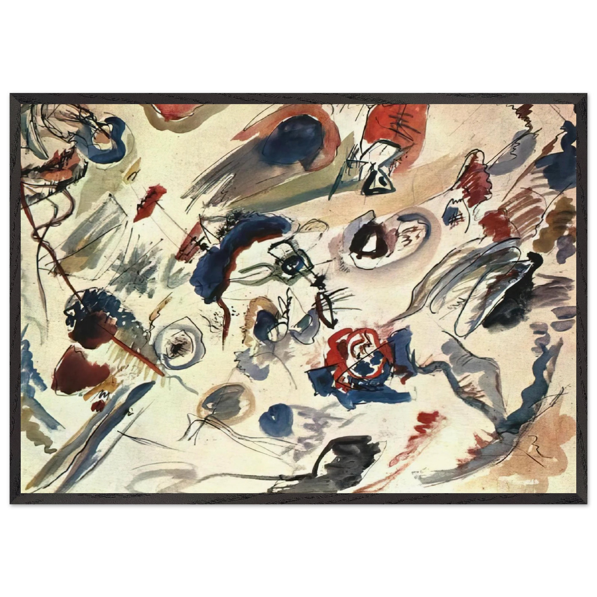 FIRST ABSTRACT WATERCOLOR 1910 - Wassily Kandinsky Framed Art Print – Black Wooden Frame - Default Title - -Framed Art Print