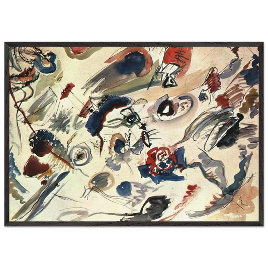FIRST ABSTRACT WATERCOLOR 1910 - Wassily Kandinsky 70x100 cm / 28x40 inches Framed Art Print – Black Wooden Frame