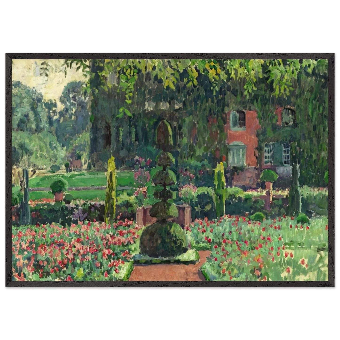 GARDEN IN SUMMER 1924 - Theo van Rysselberghe Framed Art Print – Black Wooden Frame - Default Title - -Framed Art Print